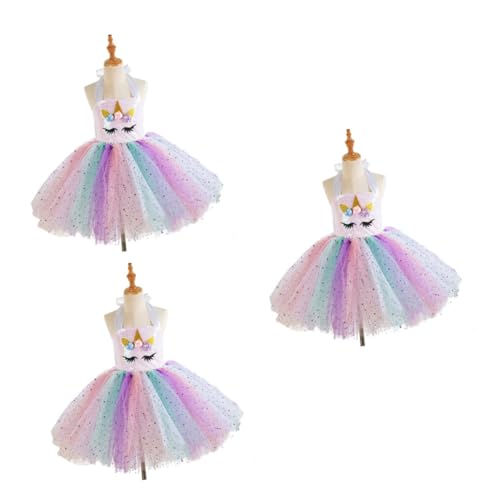 PACKOVE 3St Cosplay-Kleidung paillettenkleid kinder carnival costume girl unicorn dress unicorn costume Mädchenröcke Kostüme für Mädchen Tutu-Kleid mit Einhorn-Pailletten Partykostüm von PACKOVE