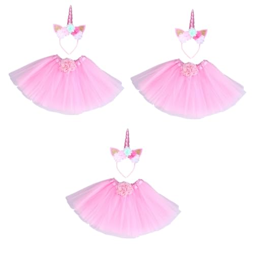 PACKOVE 3St Einhornkostüme tutu kinder TUTU Rock Kinder Kindergeburtstag Party Outfit Mädchenkostüme Outfit für Mädchen trachtenstutzen kinder Kinderkostüme Feenkostüme für Mädchen Rosa von PACKOVE