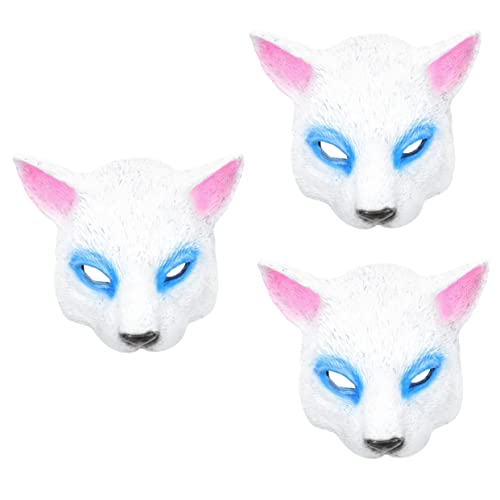 PACKOVE 3St Fuchs Maske halloween masken halloweenmaske halloween-masken horror masken masks japanisches Dekor Kindermasken weihnachtsdeko schmücken schöne Masken Party-Maske Pu Weiß von PACKOVE