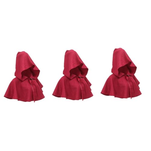 PACKOVE 3St Hexenhaube Kapuzenumhang Cosplay-Accessoire Hexenkostüm Hexenhut Halloween costume Halloween kostüme Gothic-Kleidung mittelalterliche hüte für Damen Halloween-Kapuze Wolle rot von PACKOVE