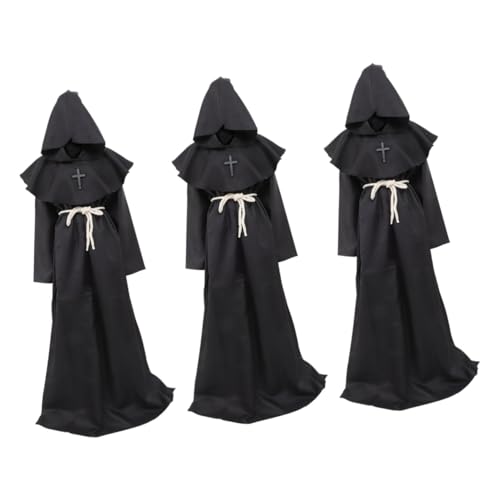 PACKOVE 3St Priesterkleidung Renaissance-Kostüm Kostüme für Männer Robenkostüm Mönch Kostüm Mantel Halloween Cape kostüme für maskenball Umhang mit Kapuze Männer Priestergewand Polyester von PACKOVE