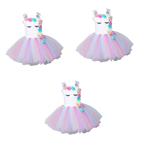 PACKOVE 3St Regenbogen-Tutu-Kleid halloween costume halloween kleidung weinachts kleider karnevalskleidung Einhorn-Tutu-Kleid Kostüm für Kinder Regenbogen Tutu Kleid Einhorn Einhorn-Outfit von PACKOVE