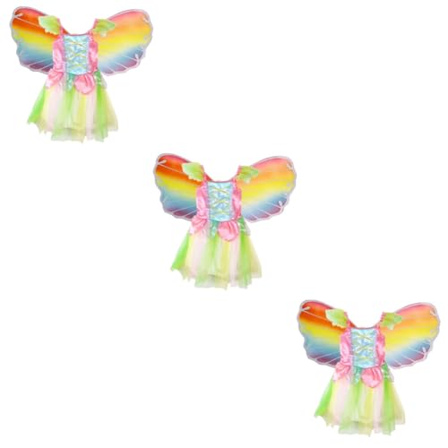 PACKOVE 3St Regenbogenkleid kinderkleider kinderkleidung kinderbekleidung engelkleid costume trachtenstutzen kinder kinderkostüme fasnachtskostüme Feenkleid Feenkostüme für Mädchen von PACKOVE