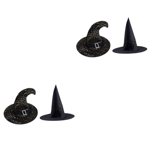 PACKOVE 4 Stück Hexen Hut Hexenhut Mit Horn Halloween-hexenmütze Halloween-hexenkostüm Hexen-cosplay-requisiten Halloween-zaubererhut Halloween-requisiten Halloween-party-kostüm Stoff von PACKOVE