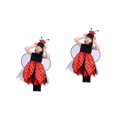 PACKOVE 4 Stück Marienkäfer Flügel verkleidung kinder e girl kleidung ' dresses Kinder Verkleidung dress for ladybug kostuem Marienkäferflügel für Mädchen Flügel Kostüm Black von PACKOVE