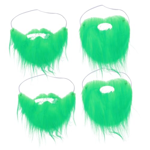 PACKOVE 4 Stück grüner Bart Zaubererbart Kostüm für Erwachsene Bart für Männer Wendeperle Bartroller Fake Beard Fake Schnurrbart qridor Cosplay-Bart fusseliger falscher Bart Flanell Green von PACKOVE