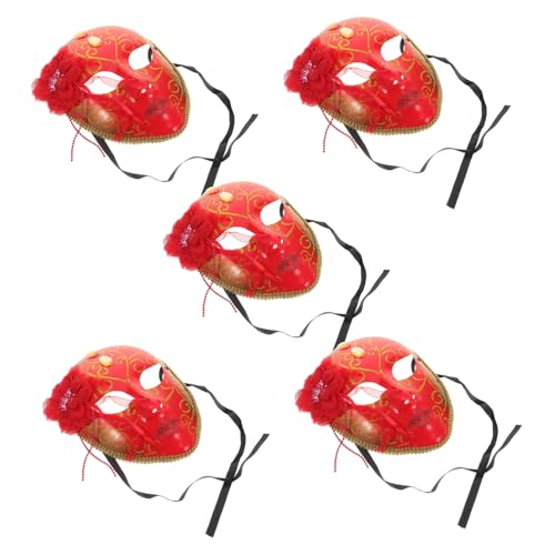 PACKOVE 5 Stück Teiliges Rotes Masquerade Gesichtsmaske Leichtes Kostümzubehör Atmungsaktiv und Passend für Karneval Halloween Maskenball und Themen Events PACKOVE 5 Stück Teiliges Rotes Masquerade Gesichtsmaske Leichtes Kostümzubehör Atmungsaktiv und Passend für Karneval Halloween Maskenball und Themen Events von PACKOVE