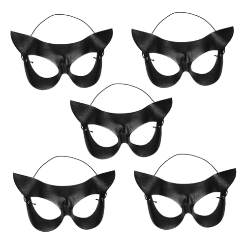 PACKOVE 5 Stück Teiliges Schwarzes Halbgesicht Katzenmaske Leichte Cosplay-gesichtsmaske für Frauen und Mädchen Stilvolle Karneval Katzenmaskerade Maske für Halloween Kostümparty PACKOVE 5 Stück Teiliges Schwarzes Halbgesicht Katzenmaske Leichte Cosplay-gesichtsmaske für Frauen und Mädchen Stilvolle Karneval Katzenmaskerade Maske für Halloween Kostümparty von PACKOVE
