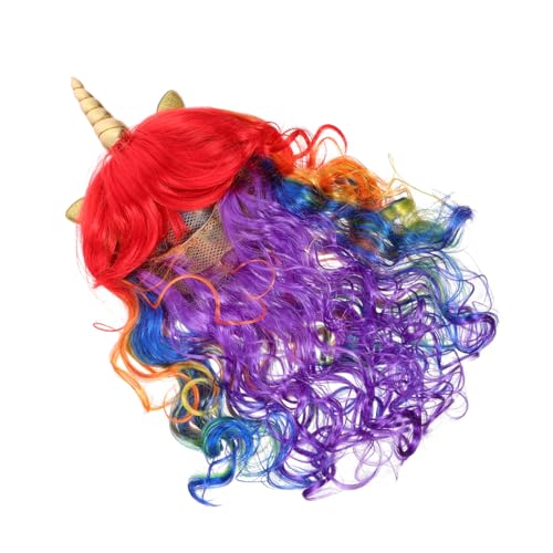 PACKOVE 5st Einhorn Perücke Regenbogenperücke Cosplay-versorgung Cosplay Lockige Perücke Cosplay-Outfits Regenbogen Gewellte Perücke Ohr-Cosplay Farbige Perücken Chemische Faser von PACKOVE