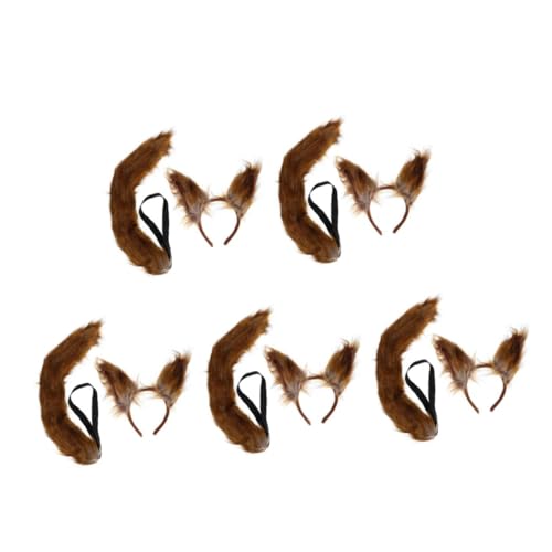 PACKOVE 5st Fuchsohren Stirnband Fuchs Kostümzubehör Tier-party-haar-accessoires Fuchsohren Haarband Halloween-stirnband Flauschiges Haarband Tierohren Aus Kunstpelz Dark Brown Stoff von PACKOVE