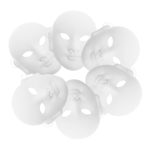 PACKOVE 6St Handgezeichnete Gesichtsmaske halloween maske masken für halloween masken für karneval Maskerade Masken Masse einfache Maske leere bemalbare Masken Therische Maske Papier Weiß von PACKOVE