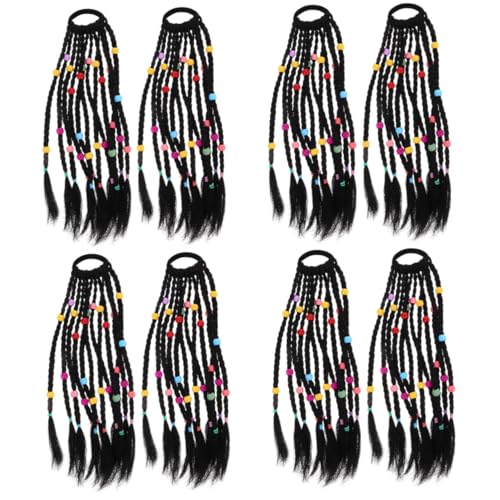 PACKOVE 8 STK Dreadlocks Handgeflochtenes Haar Bunte Kinderperücken Geflochtene Perücke Kinder-Pferdeschwanz Mit Perlen Geflochtene Haarverlängerungsperücke Haarschmuck Hochtemperaturdraht von PACKOVE