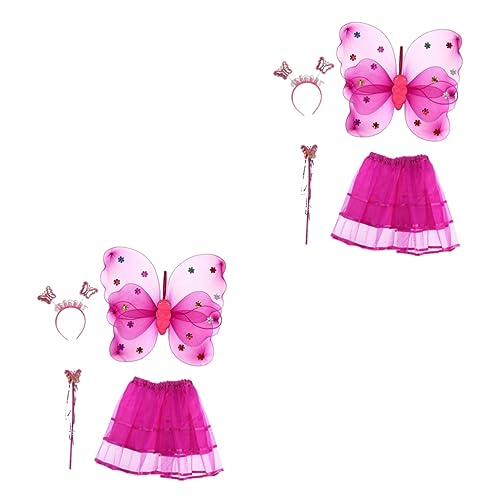 PACKOVE 8 Stk Feenkostüm Für Mädchen Feenkostüme Für Mädchen 4-6 Feenkern Tüllrock Für Mädchen Feenflügel Mädchen-tutu Mehrschichtiger Tutu-rock Halloween-kostüme Für Mädchen 4-6 Rosy von PACKOVE