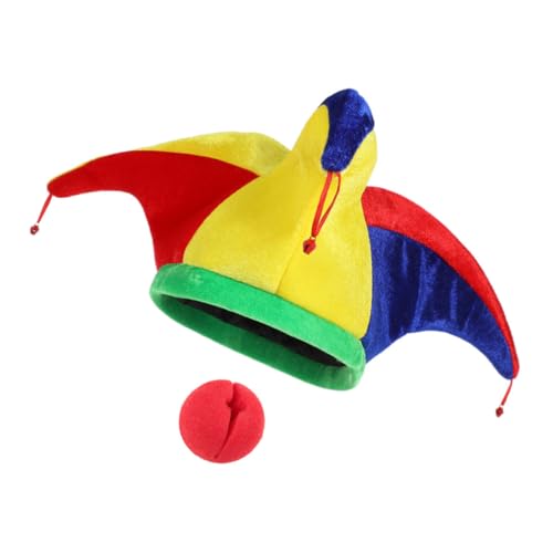 PACKOVE Clown Kostüm mit Glocken Lustiger Clownhut und Schwammnase Vielseitiges und Partyzubehör für Fasching Karneval Cosplay und Kostümfeiern PACKOVE Clown Kostüm mit Glocken Lustiger Clownhut und Schwammnase Vielseitiges und Partyzubehör für Fasching Karneval Cosplay und Kostümfeiern von PACKOVE