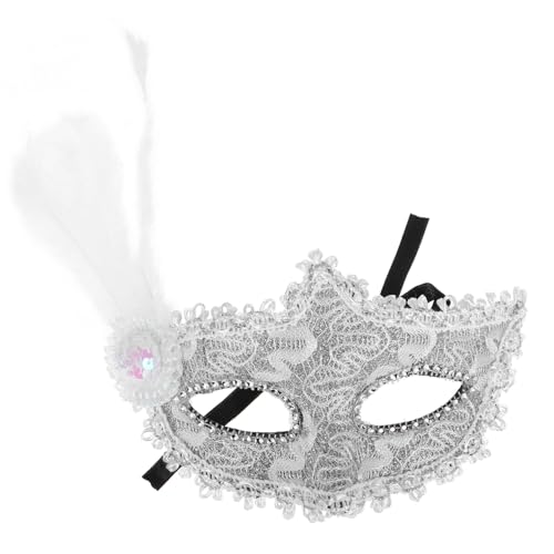 PACKOVE Feder Maske Maskerade-masken Für Frauen Maskerade-maske Für Frauen Gothic Maskerade Halloween Halloween-maskerade-kleider Karnevalsmaske Für Paare Opernmaske Weiß Plastik von PACKOVE