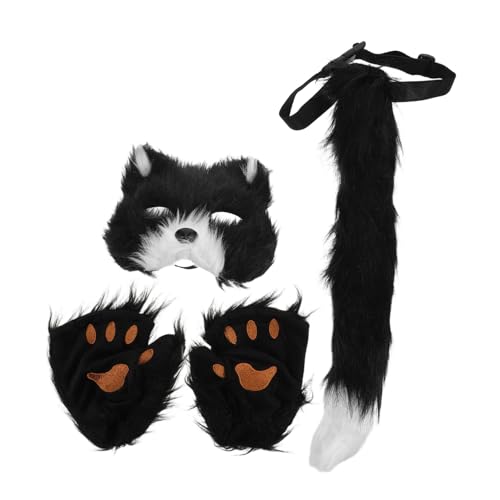 PACKOVE Halloween -Katzenanzug Tierfuchs Wolfsmaske black cat costume for women Zubehör für Katzenkostüme Katzenklauenfingerhandschuhe Fuchs Maskerade Maske Kunstfell Schwarz PACKOVE Halloween -Katzenanzug Tierfuchs Wolfsmaske black cat costume for women Zubehör für Katzenkostüme Katzenklauenfingerhandschuhe Fuchs Maskerade Maske Kunstfell Schwarz von PACKOVE