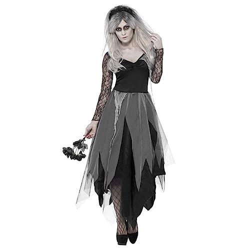 PACKOVE Halloween-Kleider Halloween-Party Kleid der Geisterbraut Hochzeitsempfangskleider für die Braut halloween costume halloween kleidung Partykleidung Gruseliges Brautkostüm Elasthan von PACKOVE