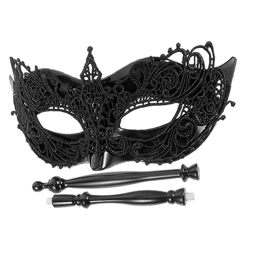 PACKOVE Handmaske aus Spitze Zubehör schwarze Maskerademaske mit Stock halloween masken halloweenmaske kleidung Halloween-Maske Frauenmaskenstütze Maskerade-Maske für den Abschlussball von PACKOVE