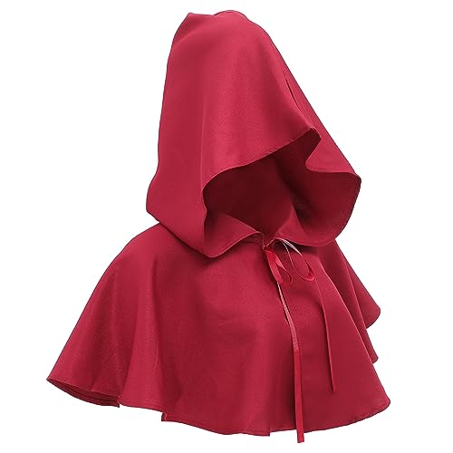 PACKOVE Hexenhaube Halloween Costume Halloween kostüme Fasching kostüme mittelalterliche Kleidung Gothic-Kapuze Gothic-Kleidung mittelalterliche hüte für Damen Kapuzenumhang gefühlt rot von PACKOVE