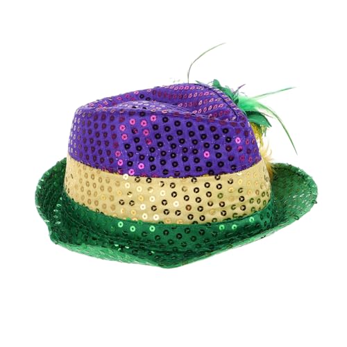 PACKOVE Karnevals hüte goldener hut Fedora Hut Männer Mardi-Brille Mardi Gras Neuheiten Regenschirmhut Karneval-Baseball-Mütze Karneval-Dekorationen grüne Melone grüner Hut Tuch von PACKOVE