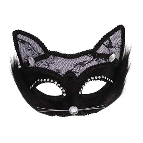 PACKOVE Katze Gesichtsmaske Make-up-spielzeug Tiermaskenspielzeug Maskerade Halbes Gesicht Kostüm Halloween-masken Für Erwachsene Tiermaskerade Pvc Black von PACKOVE