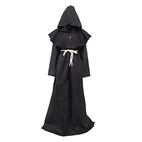 PACKOVE Mittelalterliche Kapuzenrobe Für Herren Halloween önch Kostü Renaissance Priester Umhang Cosplay Outfit Für Karneval Und Rollenspiel Größe von PACKOVE