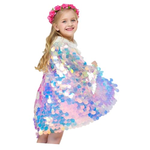 PACKOVE Paillettenmantel Prinzessinnenkleid für Mädchen Rock Prinzessin Kostüm halloween costume halloween kleidung Rainbow cloak Mädchen Umhang Accessoires für Mädchen von PACKOVE