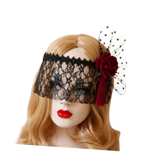 PACKOVE Retro Schwarzer Spitzenschleier Lustige Halbe Gesicht Augenmaske Perfekt Für Halloween Maskerade Party Party Kopfschmuck Für Einen Look von PACKOVE