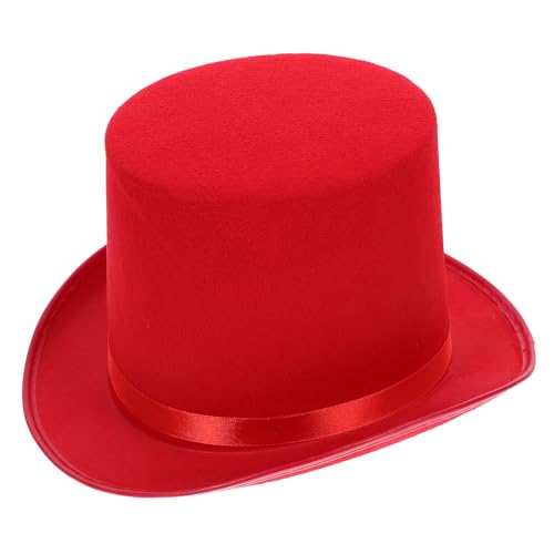 PACKOVE Roter Zylinder Zylinder Zauberer Zylinder Hut Rot Halloween Hut Zylinder Hut Herren Satinband Top Hat Fur Karneval Halloween Herren Damen von PACKOVE