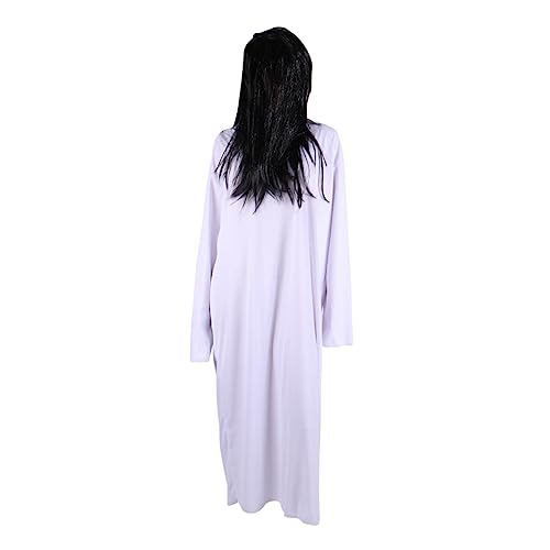 PACKOVE Sadako-Kleidung halloween costume halloween kleidung karnevalskostüme gotisches Hexenkleid für Damen Geister-Sadako-Kostüm schreckliches Geisterkleid gruseliger Anzug Gestrick Weiß von PACKOVE