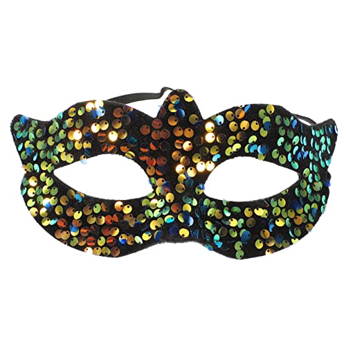 PACKOVE Spitze Paillettenmaske Abschlussballmaske Festivalmaske Schwarze Masken Cosplay Partymaske Karnevalsmasken Venezianische Maske Maskerademaske Für Frauen Mit Stabmaske von PACKOVE