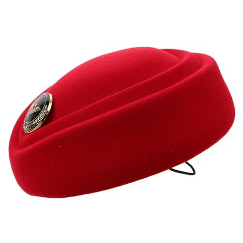 PACKOVE Stewardess Mütze Rot Filz Damen Cosplay Hut für Kabinenpersonal Kostüm Zubehör Party Bühnenauftritt One Komfortabel Elegantes Design PACKOVE Stewardess Mütze Rot Filz Damen Cosplay Hut für Kabinenpersonal Kostüm Zubehör Party Bühnenauftritt One Komfortabel Elegantes Design von PACKOVE