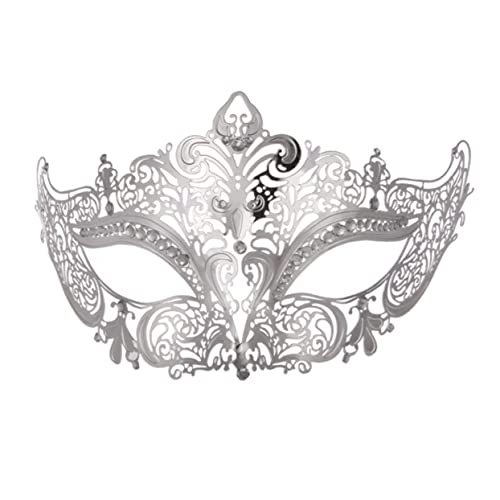 PACKOVE Venezianische Maske Aus Metall Im Eleganten Stil Versilbert Mit Strass Details Ideal Für Maskeraden Karneval Und Festliche Anlässe Zeitloses Kostümzubehör Für Damen Und von PACKOVE