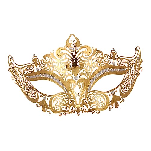 PACKOVE Venezianische Maske Aus Vergoldetem Metall Im Eleganten Stil Mit Strasssteinen Ideale Kostümaske Für Maskeraden Und Themenpartys Perfekt Für Damen Und Herren von PACKOVE