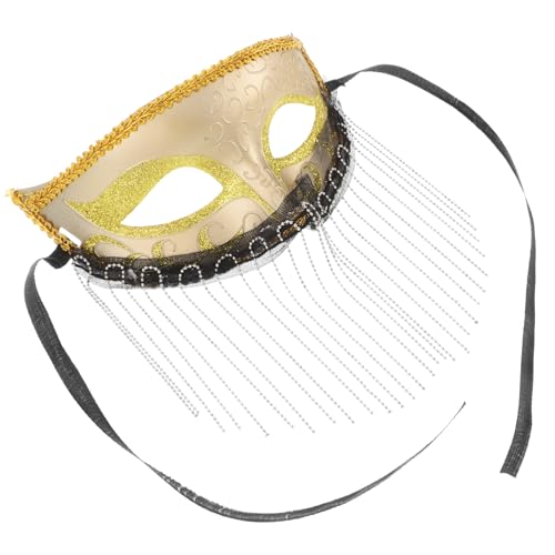 PACKOVE Vorhangmaske Maskenball Partymasken Aufmerksamkeit erregende Maske Maskerade Zubehör Maske mit Quasten Maskerade Masken Party benutzte Maske Frauen-Maskerade-Maske Plastik Golden von PACKOVE