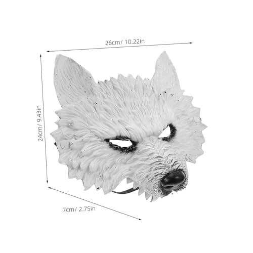 PACKOVE Wolf Maske PU Material Realistisches Tierkostüm Halloween Masquerade Karneval Party Cosplay Accessoire Weiß mit Effekt für Erwachsene Flexible Größe PACKOVE Wolf Maske PU Material Realistisches Tierkostüm Halloween Masquerade Karneval Party Cosplay Accessoire Weiß mit Effekt für Erwachsene Flexible Größe von PACKOVE