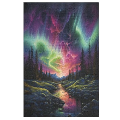 1000 Teile Puzzle Für Jungen Und Mädchen, Standard-Puzzles, Nordlichter in Norwegen -Puzzles, Familienspiele, （78×53cm） von PACUM