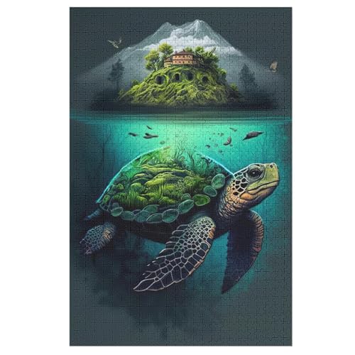 Schildkröte,1000 Teile,Holzpuzzle,einzigartiges Puzzle,kreatives Puzzle,Geschenk Für Erwachsene,Familienspiel,Herausforderungsaktivität,（78×53cm） von PACUM