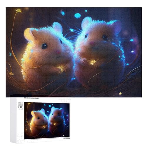 Tier Hamster Holzpuzzle 1000 Teile Klassische Puzzles Erwachsene Kinder Puzzle DIY Kit Holzspielzeug Einzigartiges Geschenk Moderne Wohnkultur （75×50cm） von PACUM