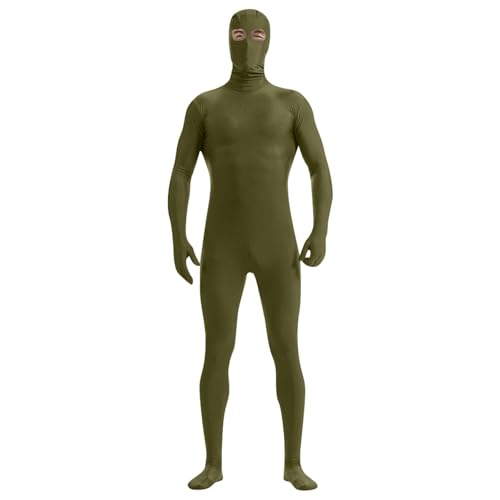 PAIDAXING 2024 Erwachsene Open Face Zentai Cosplay Jumpsuit Ganzkörperanzug Orange Tight Ganzkörperanzug Kostüm Bodysuit Kostüm für Party Halloween Weihnachten Unisex von PAIDAXING