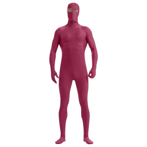 PAIDAXING Erwachsene Closed Face Zentai Cosplay Jumpsuit Ganzkörperanzug Orange Tight Ganzkörperanzug Kostüm Bodysuit Kostüm für Party Halloween Weihnachten Unisex von PAIDAXING