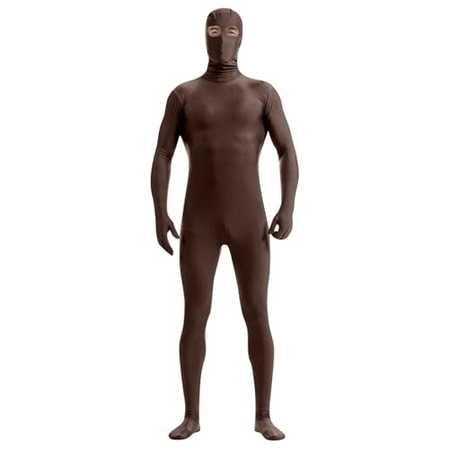 PAIDAXING Erwachsene Closed Face Zentai Cosplay Jumpsuit Ganzkörperanzug Orange Tight Ganzkörperanzug Kostüm Bodysuit Kostüm für Party Halloween Weihnachten Unisex von PAIDAXING