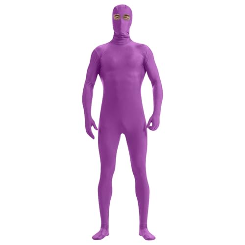 PAIDAXING Erwachsene Open Face Zentai Cosplay Jumpsuit Ganzkörperanzug Orange Tight Damen Herren Ganzkörperanzug Ganzkörper Slenderman Kostüm Halloween Weihnachten Unisex von PAIDAXING