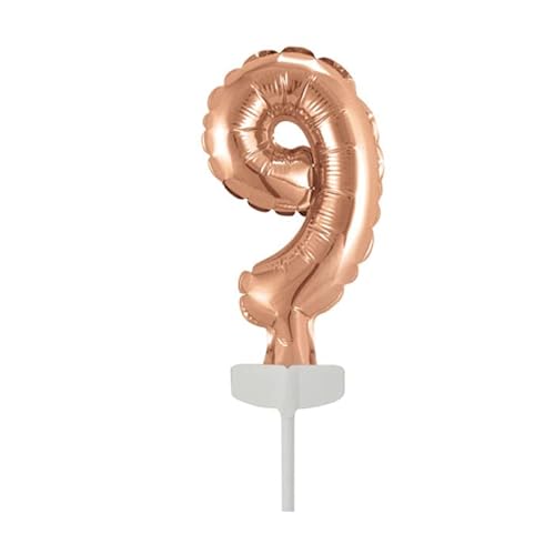 NEU Folienballon Geburtstagszahl Kuchen Cake Topper Zahl 9 Roségold, ca. 13 cm von PAINT IT EASY