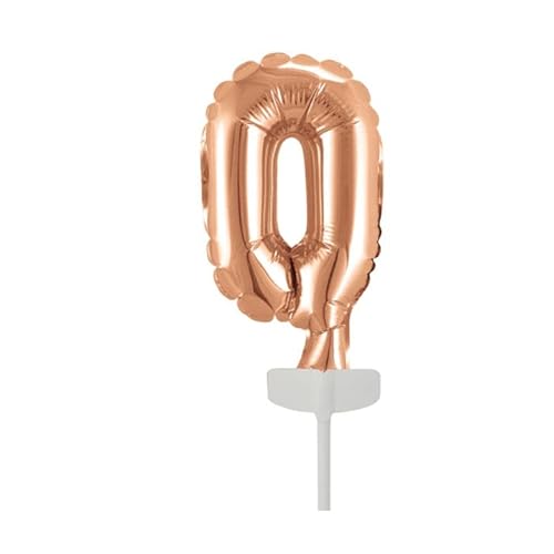 NEU Folienballon Geburtstagszahl Kuchen Cake Topper Zahl 0 Roségold, ca. 13 cm von PAINT IT EASY