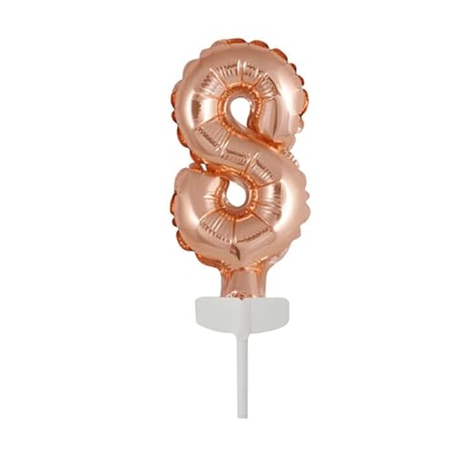 PAINT IT EASY NEU Folienballon Geburtstagszahl Kuchen Cake Topper Zahl 8 Roségold, ca. 13 cm von PAINT IT EASY