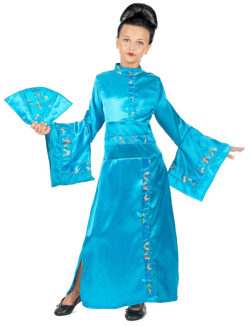 Bezauberndes Geisha Kinder-Kostüm blau von PALAMON