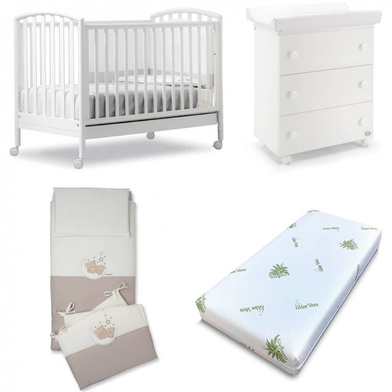 Pali Ciak White Schlafzimmer Set + Bettwäscheset + Matratze von PALI