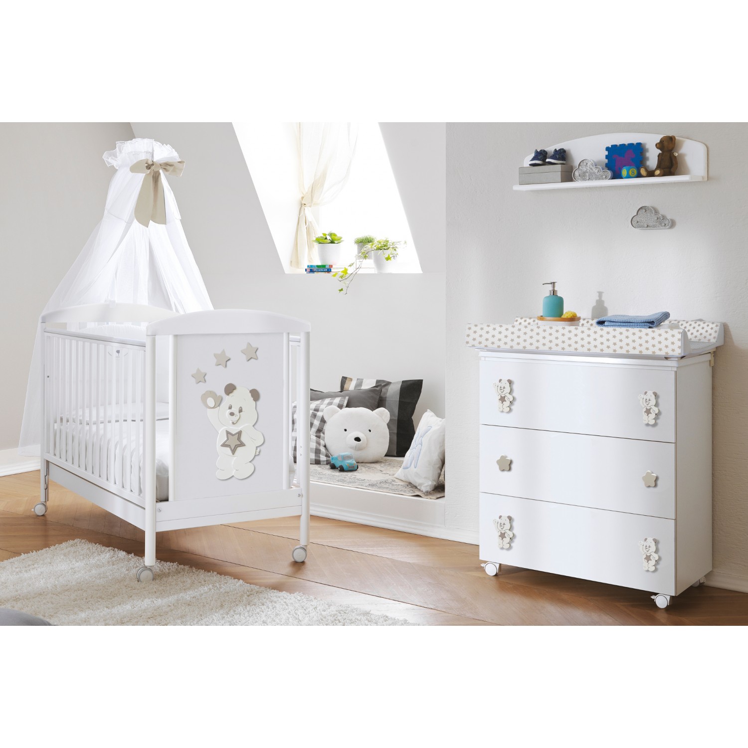 Pali Savana Set (Kinderbett + Babywanne + Bettdecke + Matratze) von PALI