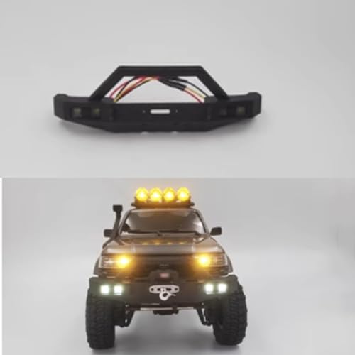 PALUMMA RC Fahrzeug Frontstoßstangen für FMS 1/18 FCX18 LC80 RC mit LED-Licht, Nylon Bumper Upgrade Teile für FMS 1/18 FCX18 LC80 RC von PALUMMA